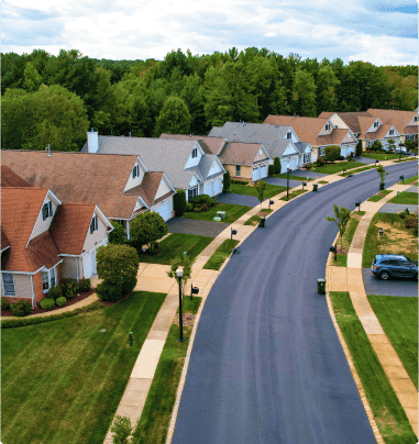 row of houses in a suburb