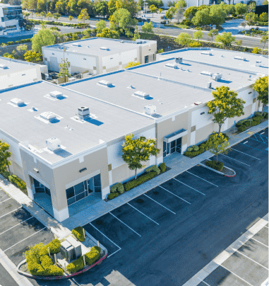 aerial view of an industrial building