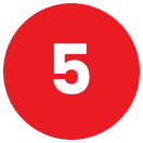 white number 5 with red circle background