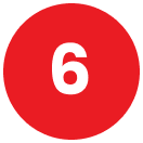 white number 6 with red circle background