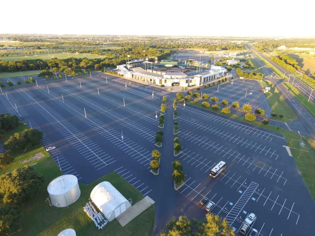 aerial view of a parking lot