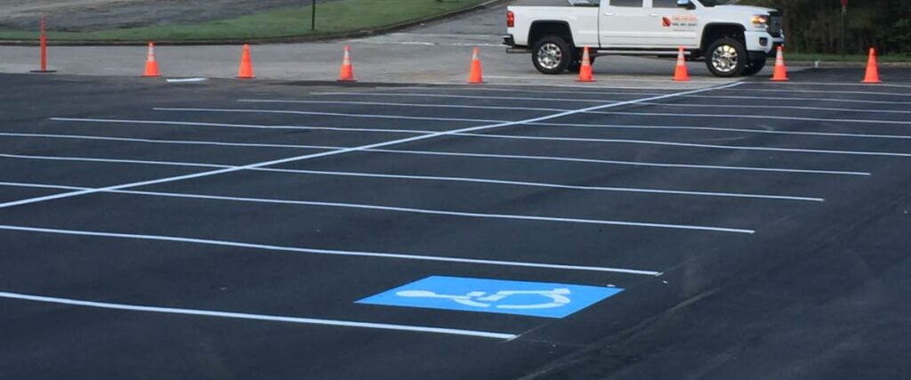 freshly painted parking lot