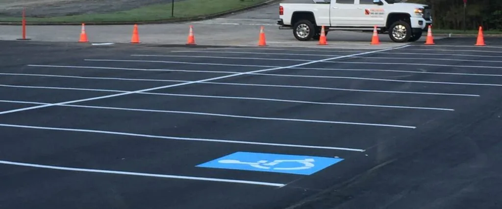 parking lot with freshly painted striping