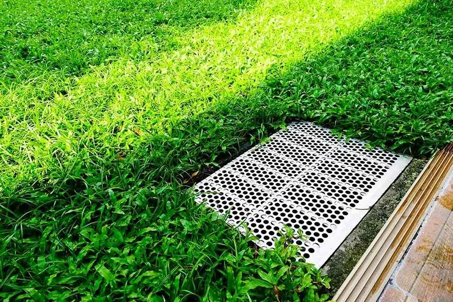 Drainage system in grass