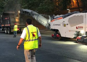 pks paving employees and a cold planer