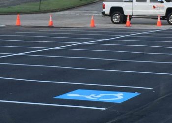 parking lot with freshly painted striping