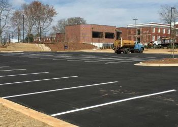 freshly painted parking lot
