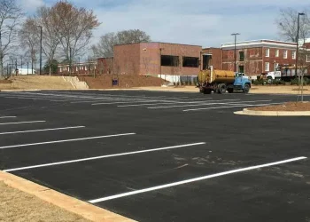 freshly striped commercial parking lot in Atlanta